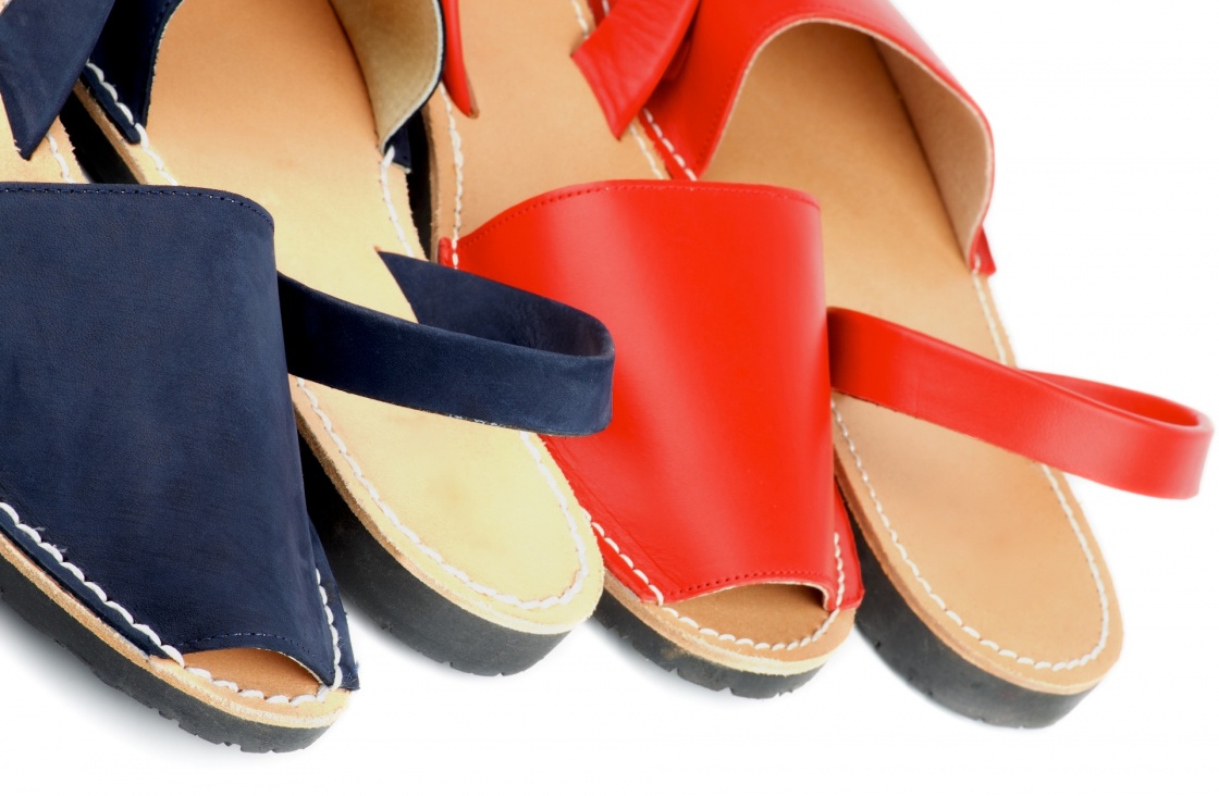 'Red and Blue Leather Summer Sandals' - Menorca